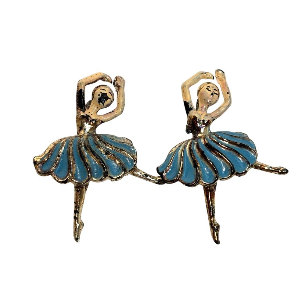 Vintage Mid Century Ballerina Pins Plastic Dance Accessories Set of 2 AS IS